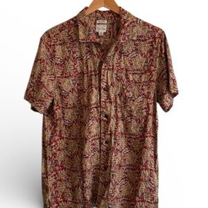 J Crew Hemp Cotton button down print sustainable short sleeve shirt medium